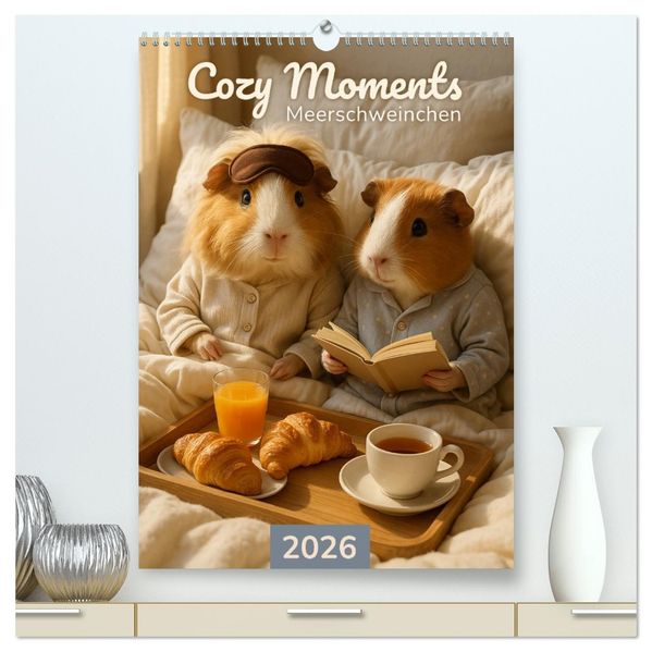 Cozy Moments - Meerschweinchen Kalender (hochwertiger Premium Wandkalender 2026 DIN A2 hoch) Kunstdruck in Hochglanz