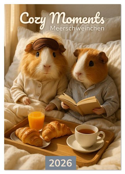 Cozy Moments - Meerschweinchen Kalender (Wandkalender 2026 DIN A4 hoch) CALVENDO Monatskalender