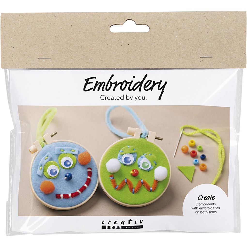 Creativ Company Mini Kreativ Set Sticken Gesichter Blau Grün