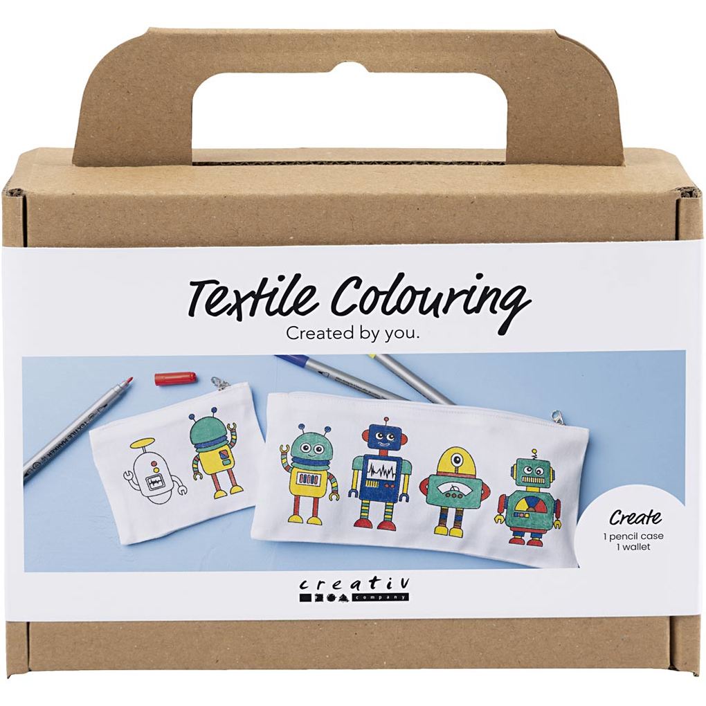 Creativ Company Mini Kreativ Set Stoffbemalen Roboter Primärfarben