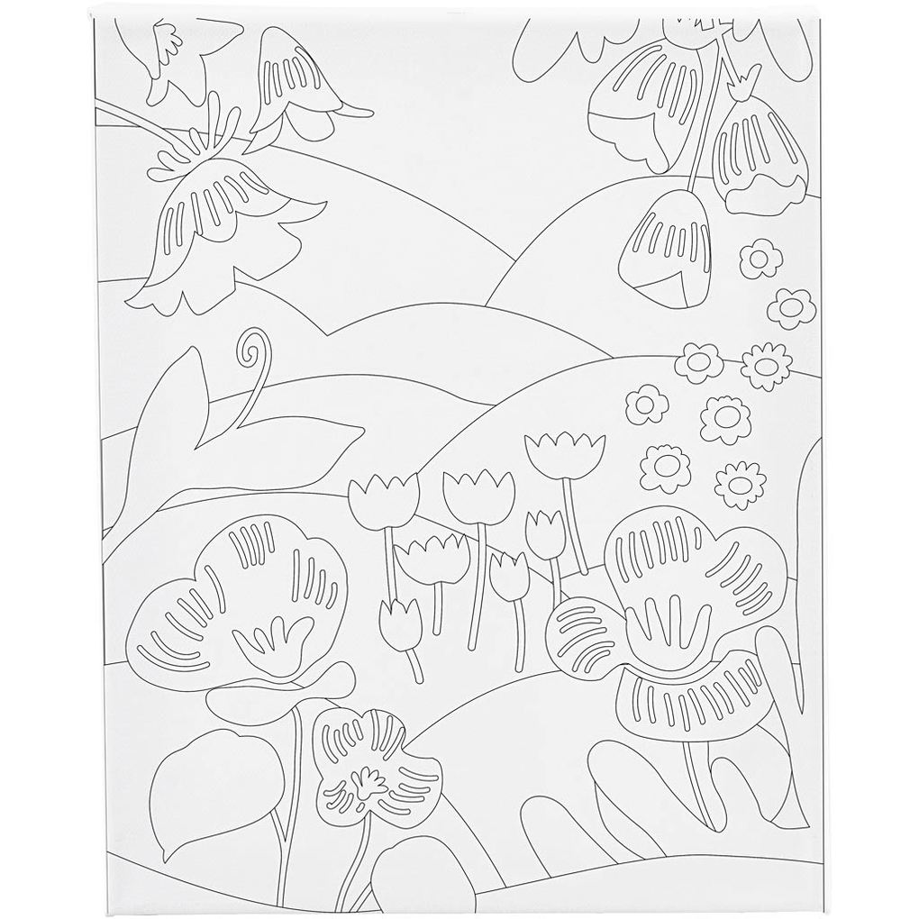 Creativ Company Mal-Leinwand mit Aufdruck Blumenlandschaft T 16 cm Größe 24x30 cm 360 g 1 Stk