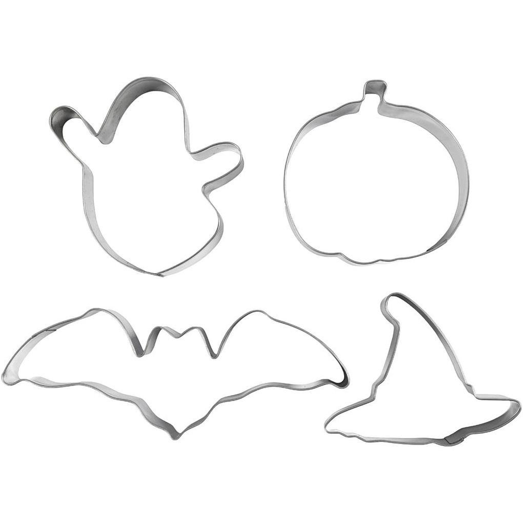 Creativ Company Ausstechförmchen Geist Kürbis Hexenhut Fledermaus H 2 cm Größe 7-124 cm 4 Stk
