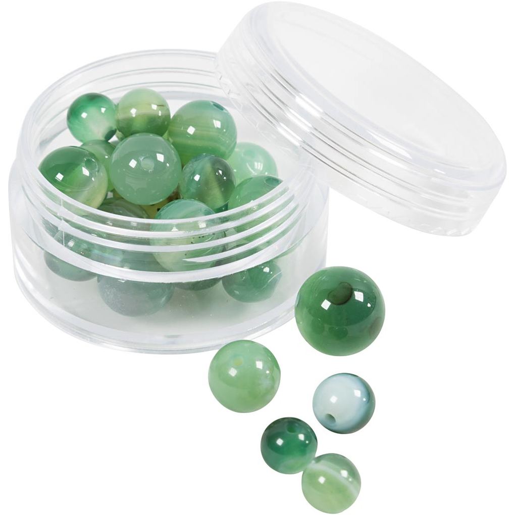 Creativ Company Achat Steinperlen Größe 13x8 15x6 mm Lochgröße 09-1 mm Grün transparent 28 Stk