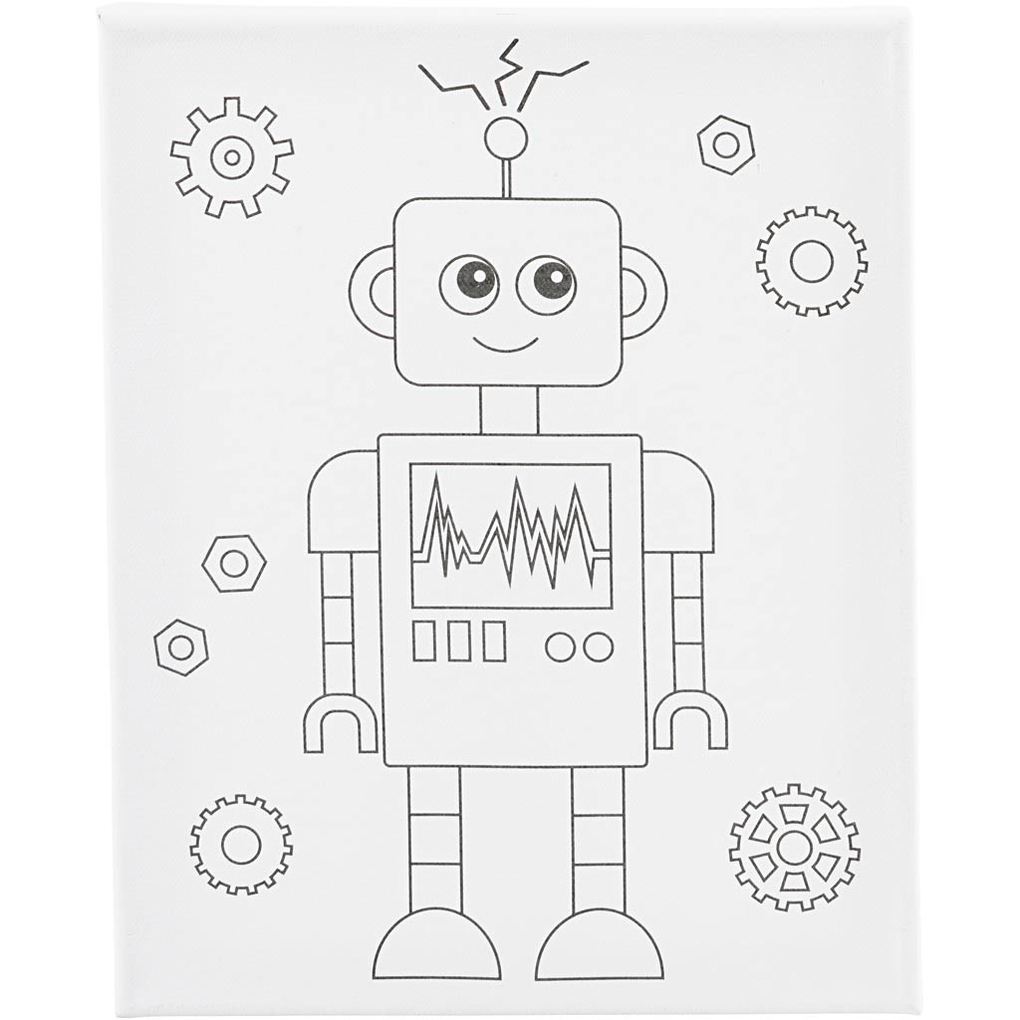 Creativ Company Mal-Leinwand mit Aufdruck Roboter T 16 cm Größe 24x30 cm 360 g 1 Stk