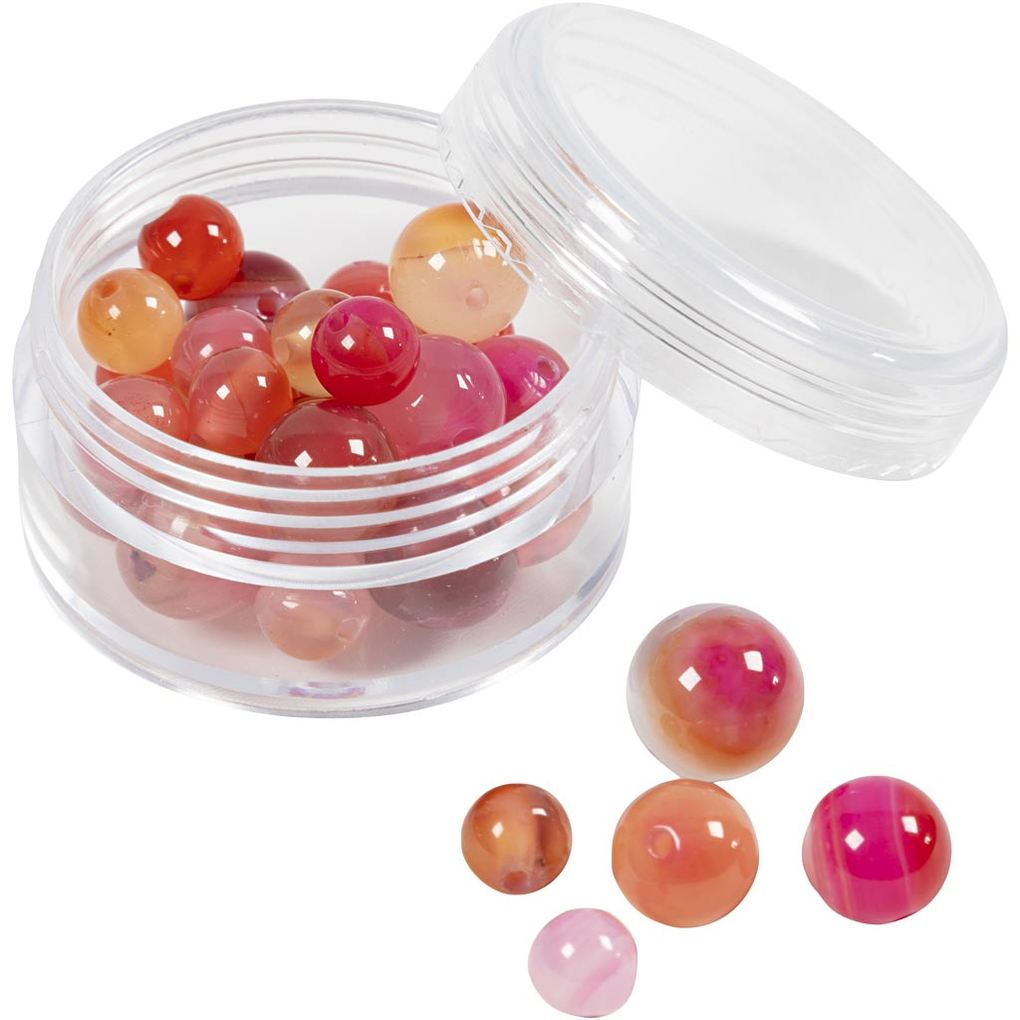 Creativ Company Achat Steinperlen Größe 1x10 12x8 15x6 mm Lochgröße 09-1 mm Beige Rosa 28 Stk