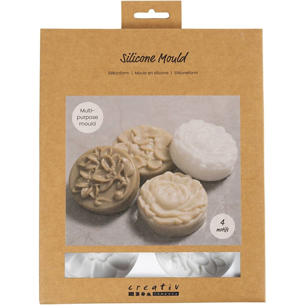 Creativ Company Silikonform Rund mit Blumenmuster L 68 cm B 23 cm 4 Stk