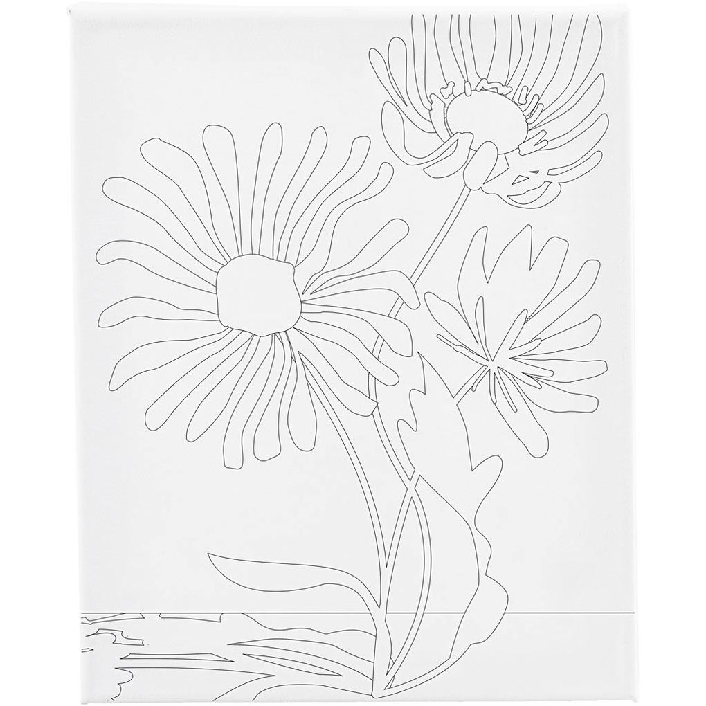 Creativ Company Mal-Leinwand mit Aufdruck Große Blumen T 16 cm Größe 24x30 cm 360 g 1 Stk