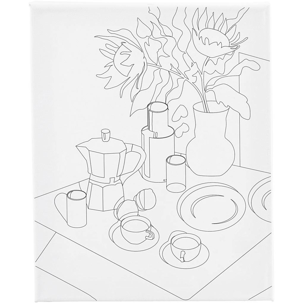 Creativ Company Mal-Leinwand mit Aufdruck Frühstückstisch T 16 cm Größe 24x30 cm 360 g 1 Stk