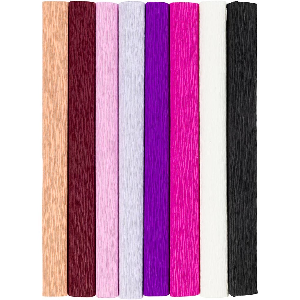 Creativ Company Krepppapier Blatt 25x60 cm Kreppanteil: 180% 105 g Harmonie in Lila-Pink 8 Blatt