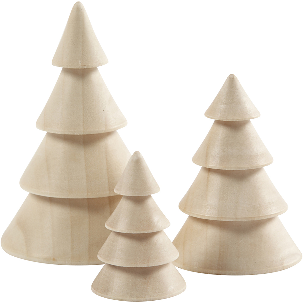 Creativ Company Weihnachtsbäume aus Holz H 5+75+10 cm D 35+54+67 cm 3 Stk