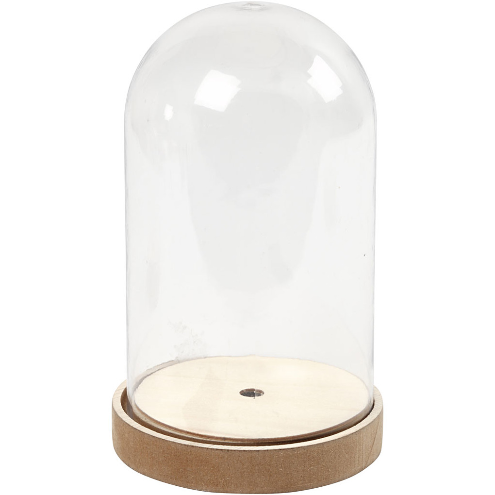 Creativ Company Plastikglas Glocke auf Holzfuß H 18 cm D 11 cm