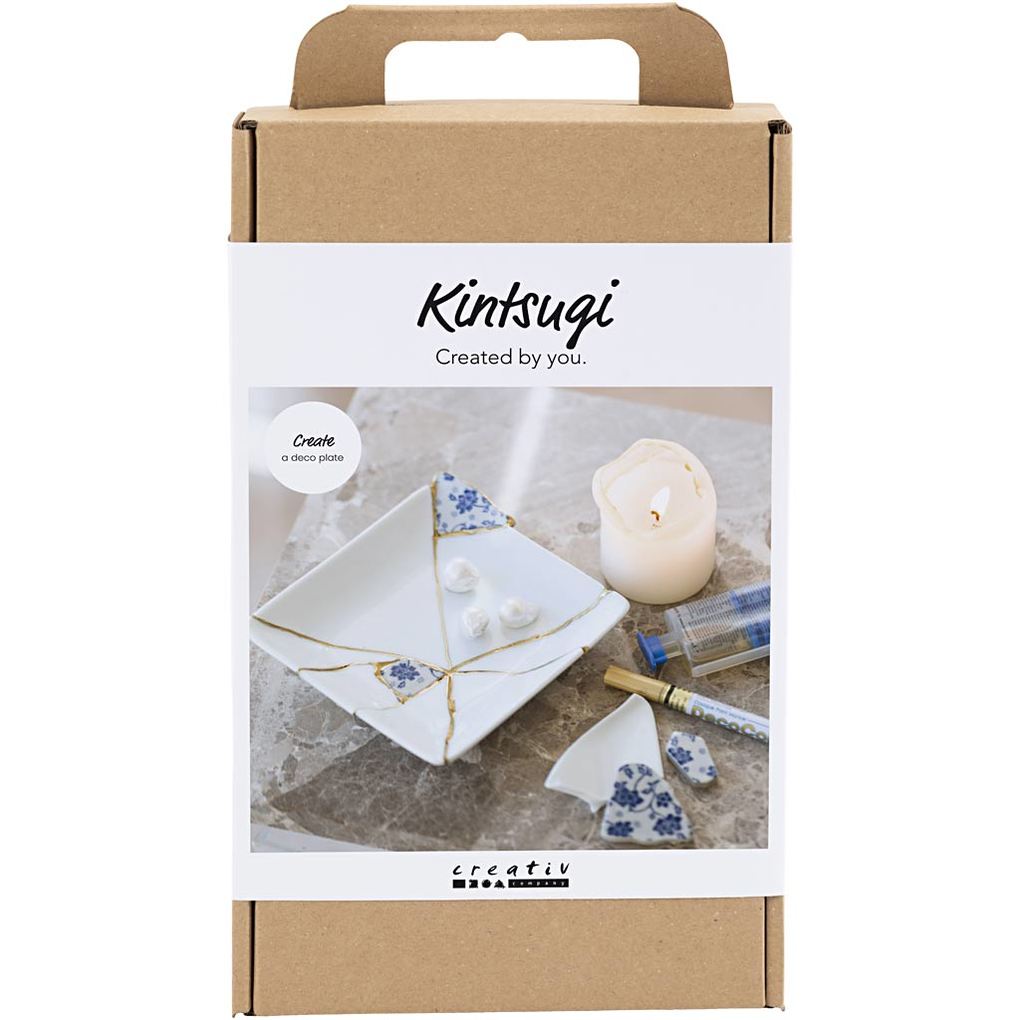 Creativ Company Kreativ Set Kintsugi Schale Blau Gold Weiß