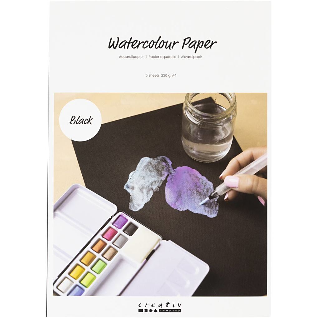 Creativ Company Aquarellpapier A4 Blatt 210x297 mm 230 g Schwarz 15 Blatt