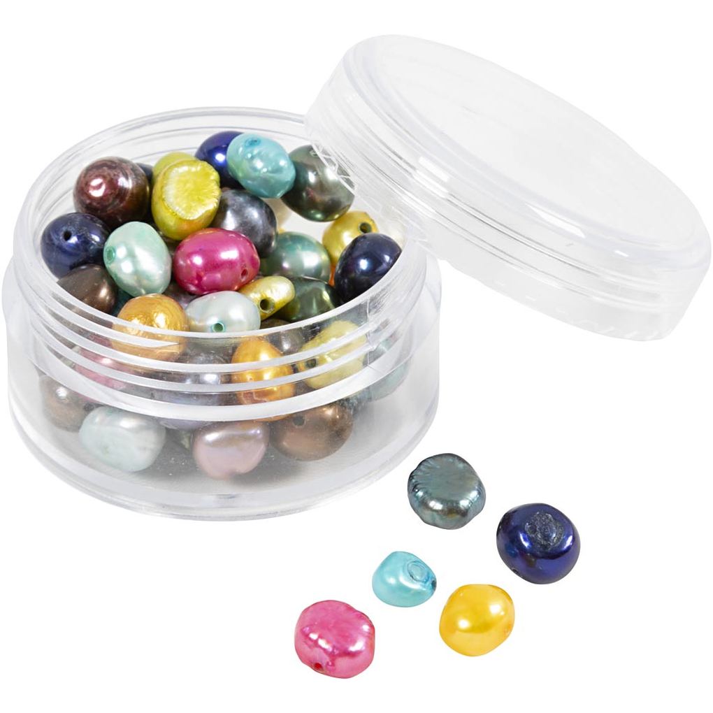 Creativ Company Süßwasserperlen D 5-6 mm Lochgröße 05 mm Perlmuttfarben 60 Stk