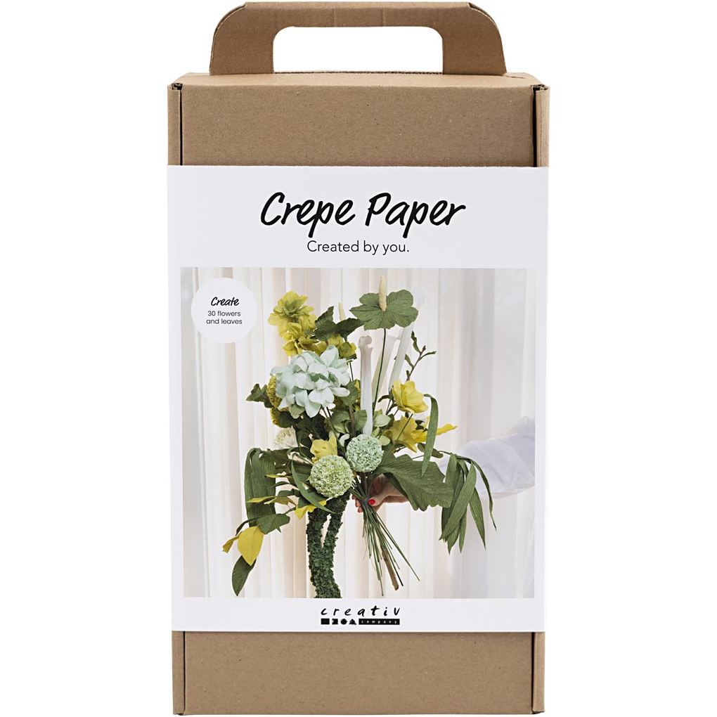 Creativ Company Maxi Kreativ Set Krepppapier Blumenstrauß Hellgrün Dunkelgrün Pastellgrün Weiß