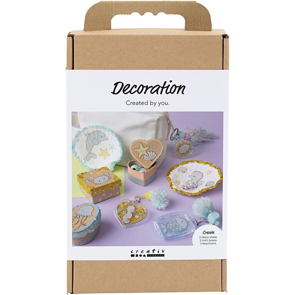 Creativ Company Kreativ Set Dekoration Kartons Muscheln Kerzenhalter Pastellfarben