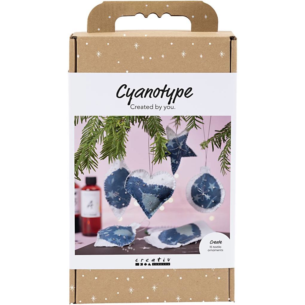 Creativ Company Kreativ Set Cyanotypie Weihnachtsdekorationen aus Cyanotypie Blau