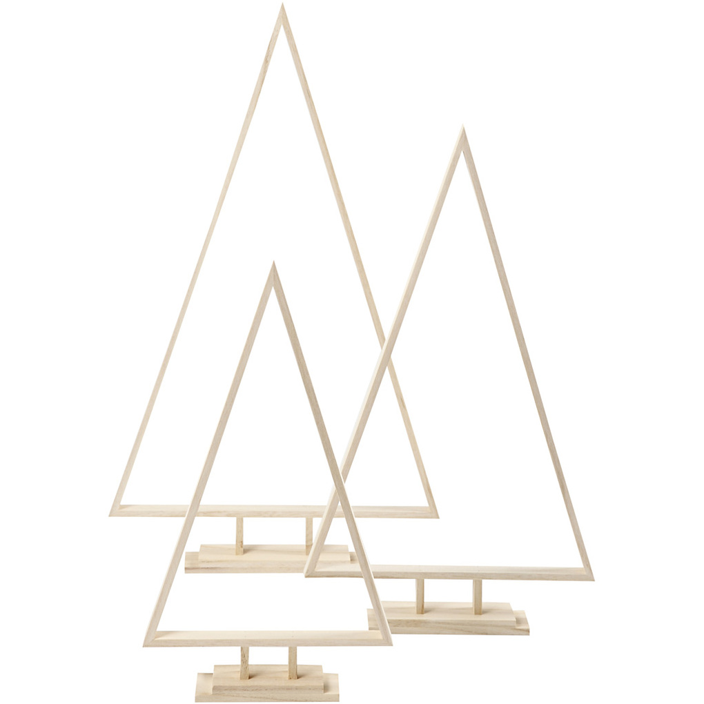 Creativ Company Weihnachtsbäume aus Holz H 40+50+60 cm B 225+29+35 cm 3er Set