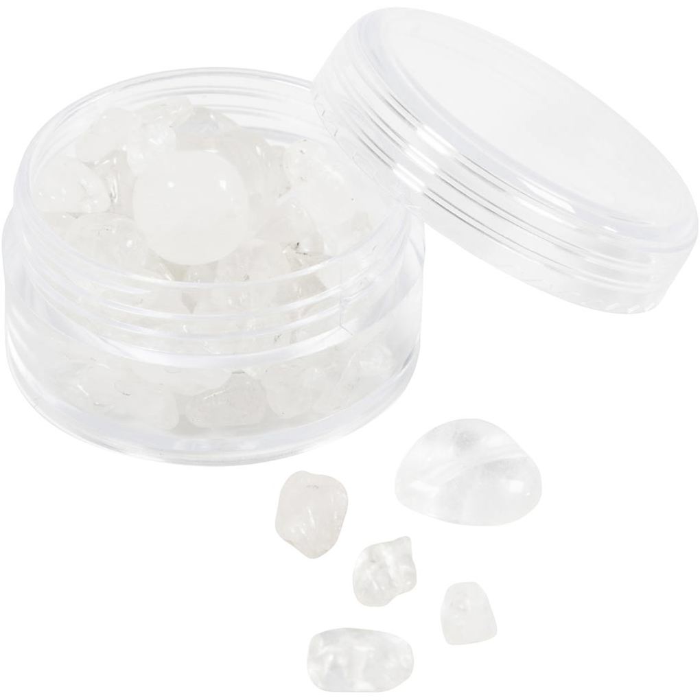 Creativ Company Kristallperlen Klarer Quarz D 7-12 mm Lochgröße 1 mm Transparente Farben 63 Stk