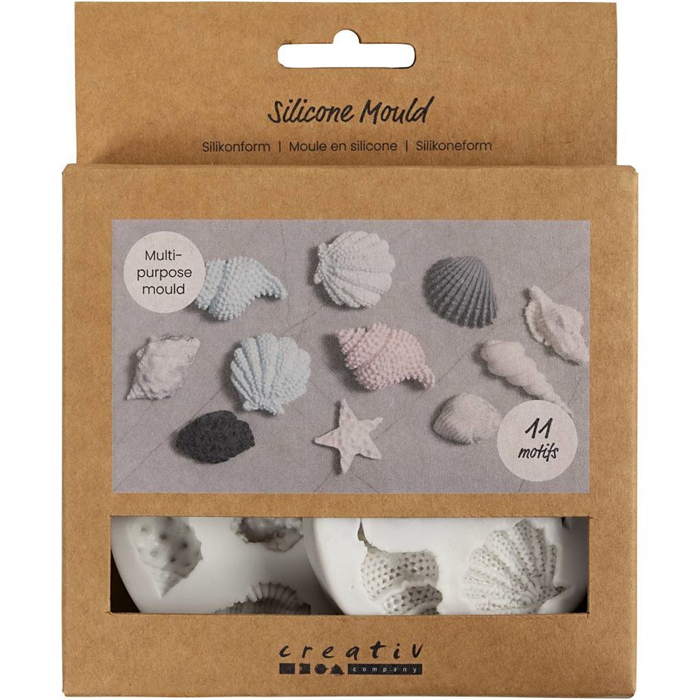 Creativ Company Silikonform Seestern Schneckenmuschel Muschel H 03-1 cm L 13-33 cm 2 Stk