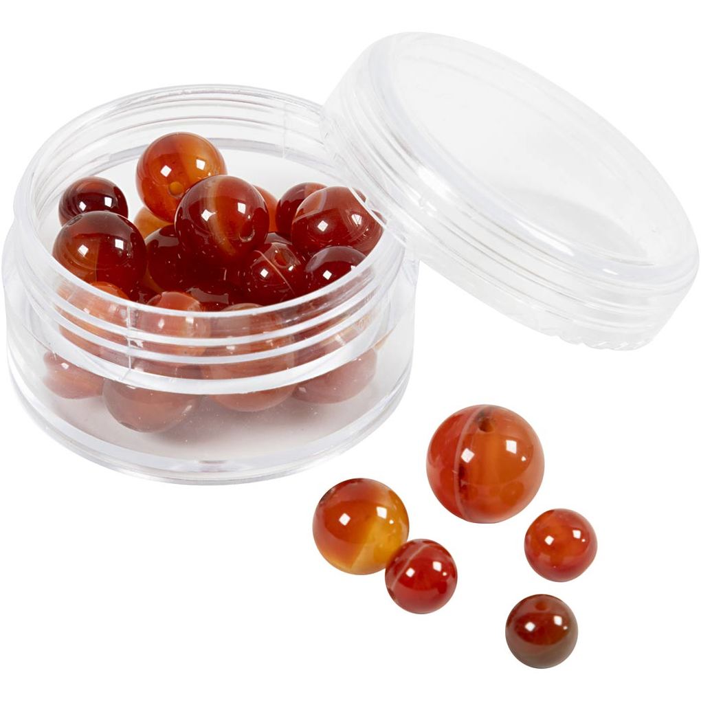Creativ Company Achat Steinperlen Größe 1x10 12x8 15x6 mm Lochgröße 09-1 mm Orange gebrannt Rot 28 Stk