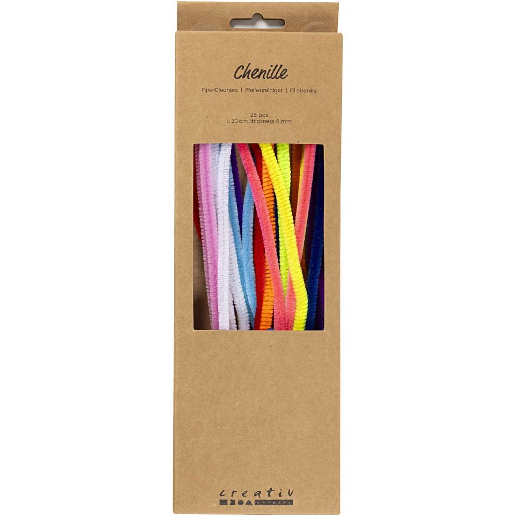 Creativ Company Chenilledraht L 30 cm Dicke 6 mm sortiert Farben 25 Stk sortiert