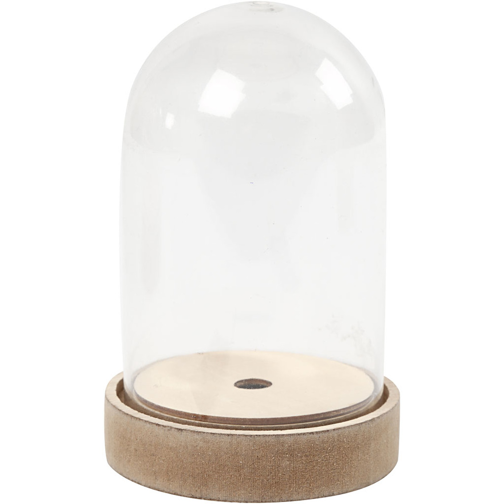 Creativ Company Plastikglas Glocke auf Holzfuß H 125 cm D 8 cm