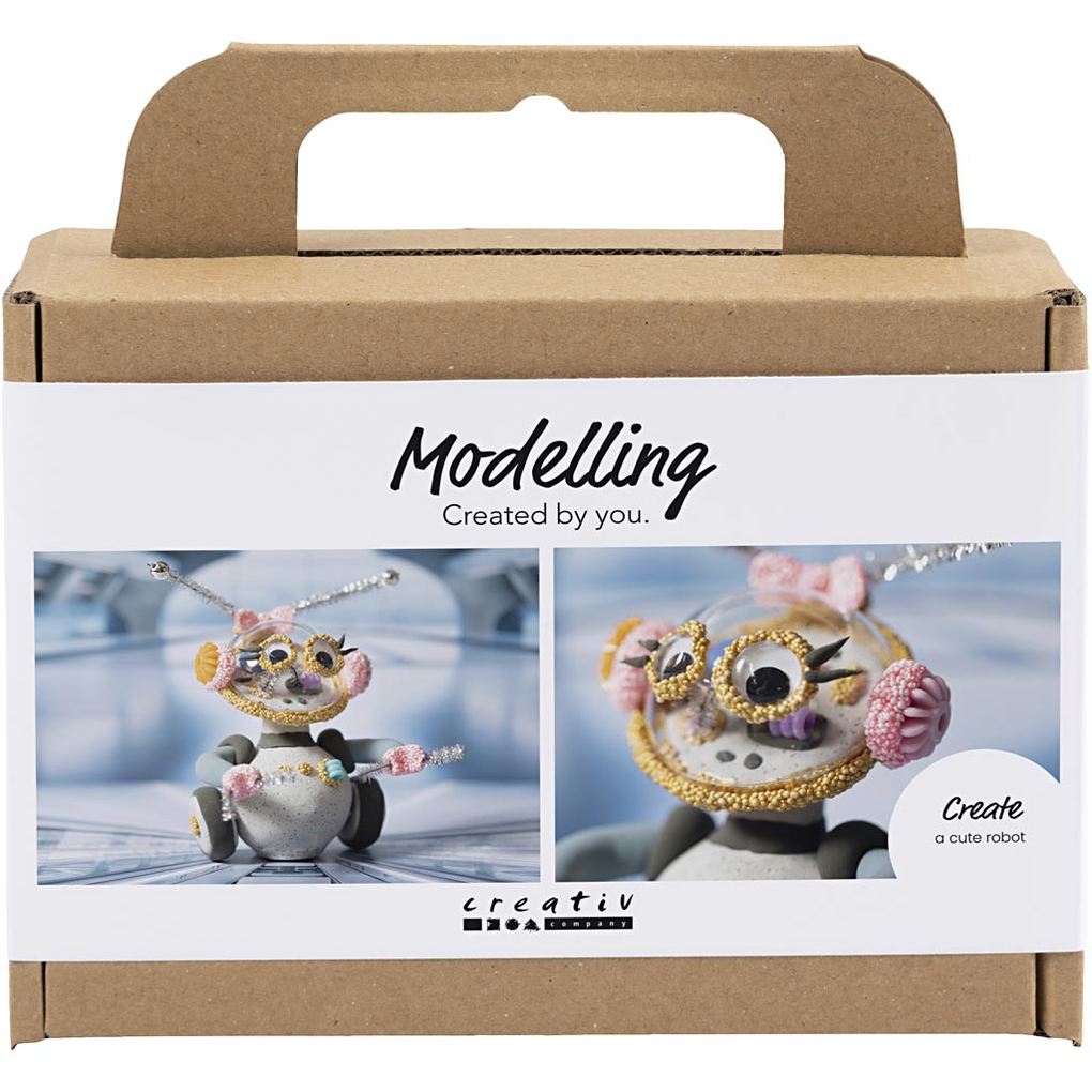Creativ Company Mini Kreativ Set Modellieren Roboter Grau Pink