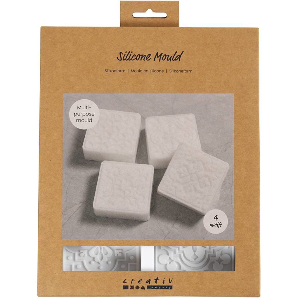 Creativ Company Silikonform Quadratisch mit grafischem Design H 24 cm L 68 cm B 68 cm 4 Stk