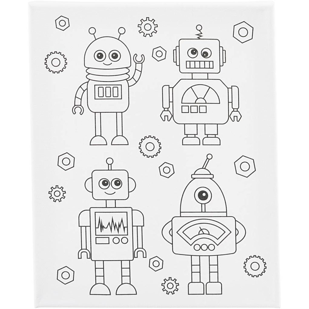 Creativ Company Mal-Leinwand mit Aufdruck Roboter T 16 cm Größe 24x30 cm 360 g 1 Stk