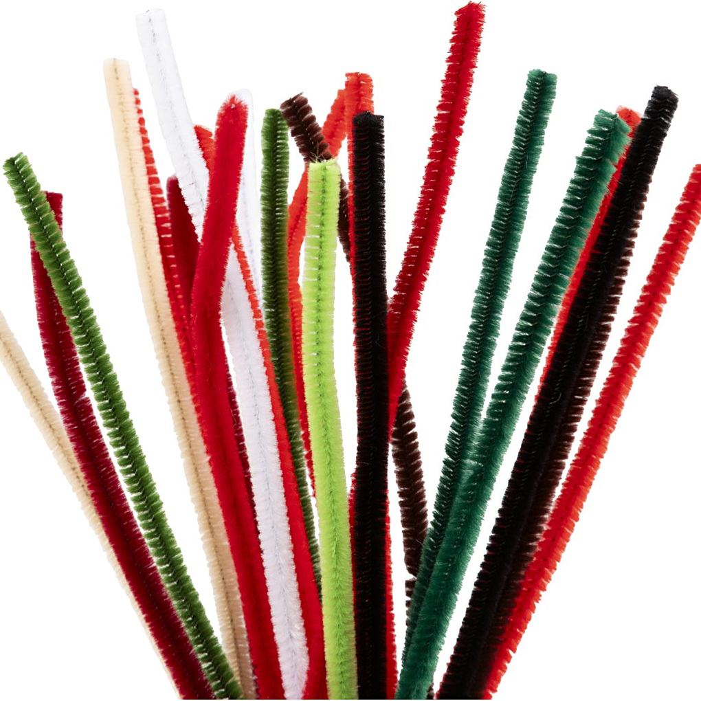 Creativ Company Chenilledraht L 30 cm Dicke 6 mm Weihnachtsfarben 25 Stk sortiert