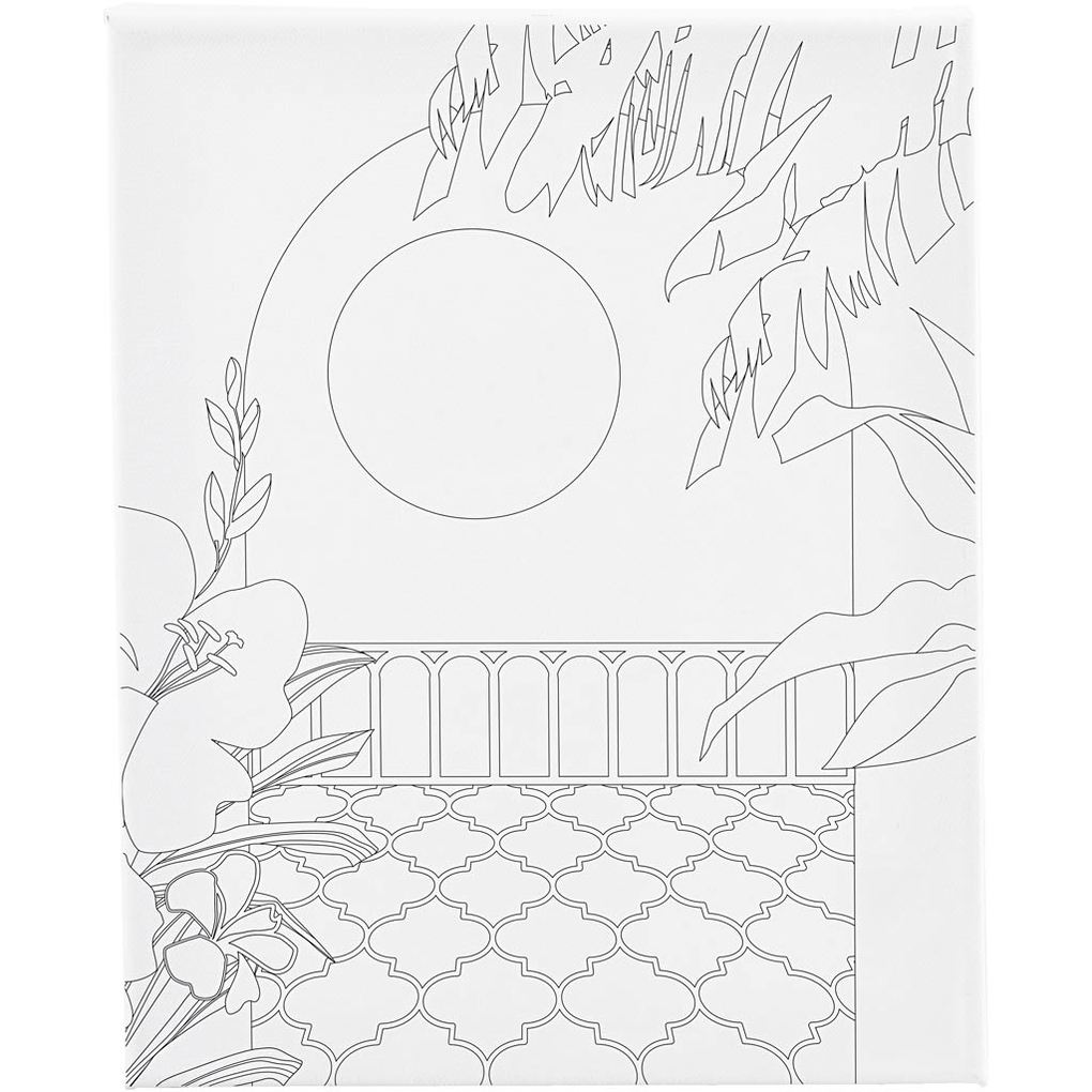 Creativ Company Mal-Leinwand mit Aufdruck Sonniger Balkon T 16 cm Größe 24x30 cm 360 g 1 Stk