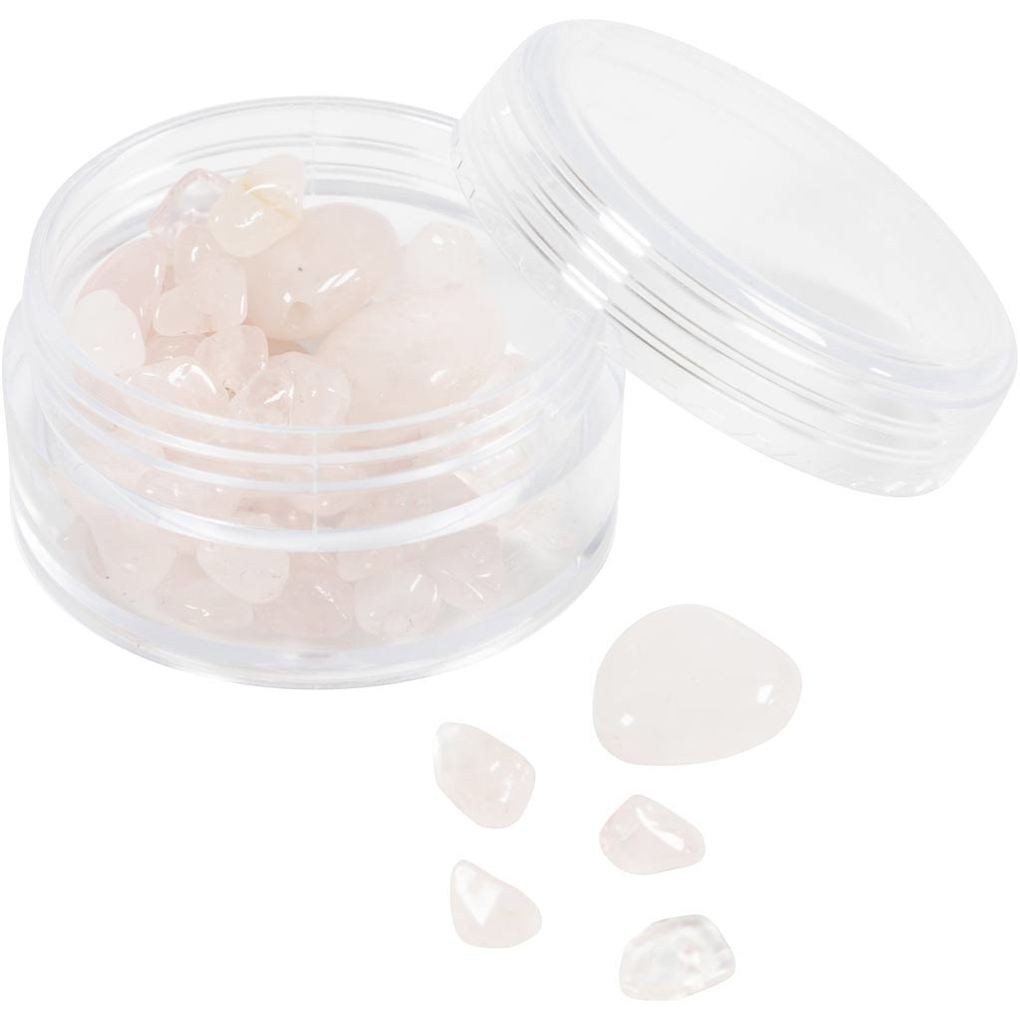 Creativ Company Kristallperlen Rosenquarz D 7-12 mm Lochgröße 1 mm Rosa 63 Stk