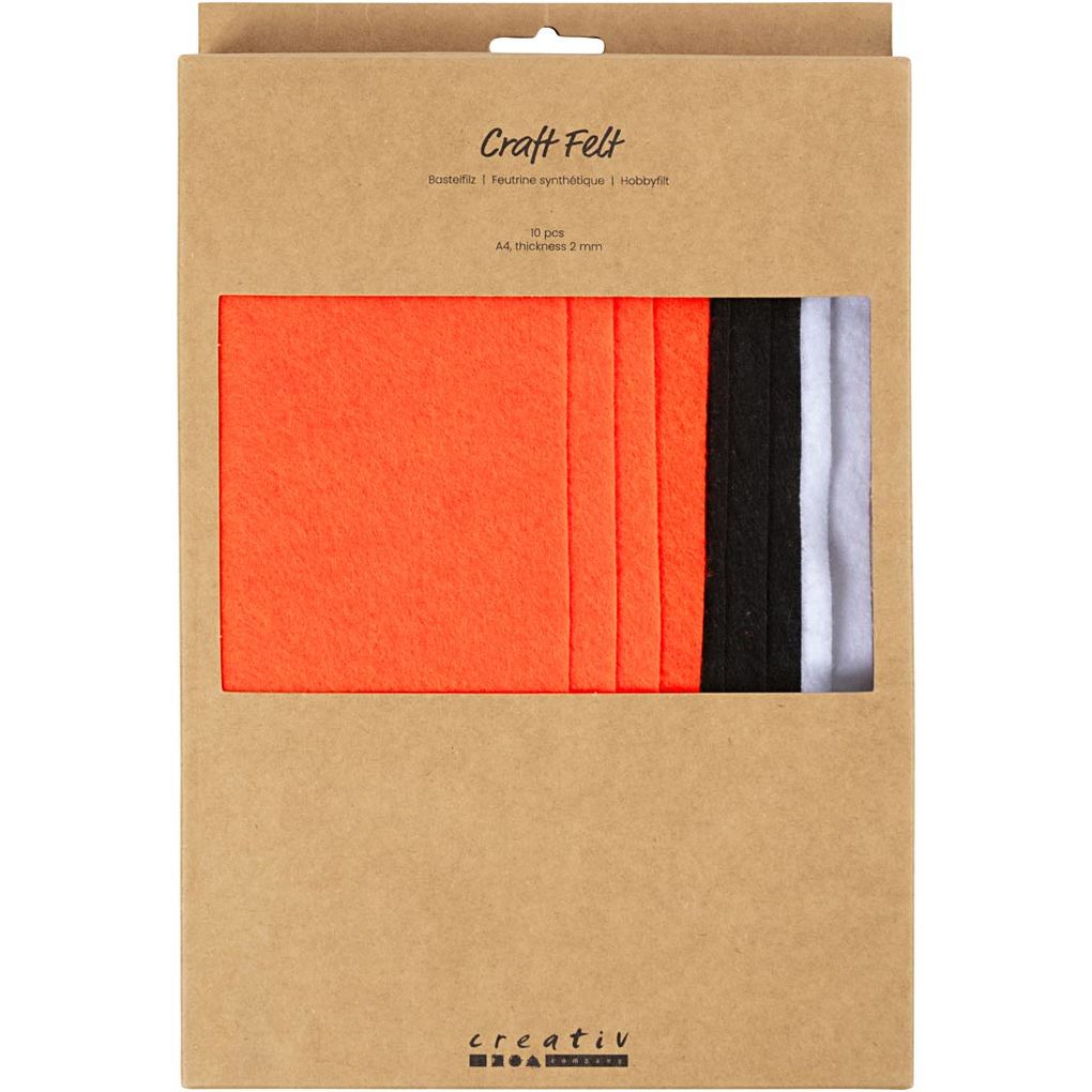 Creativ Company Bastelfilz A4 Blatt 210x297 mm Dicke 2 mm Halloween Farben 10 Stk