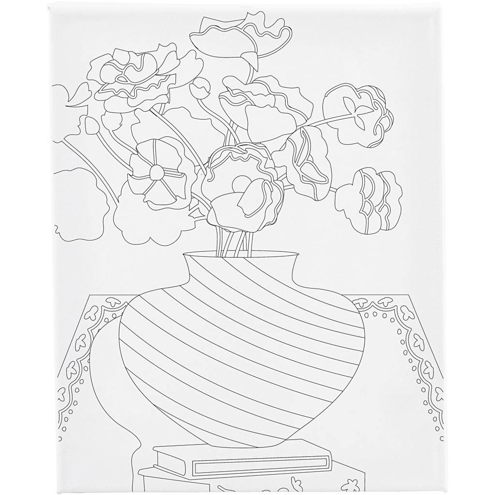 Creativ Company Mal-Leinwand mit Aufdruck Blumenstrauß in Vase T 16 cm Größe 24x30 cm 360 g 1 Stk
