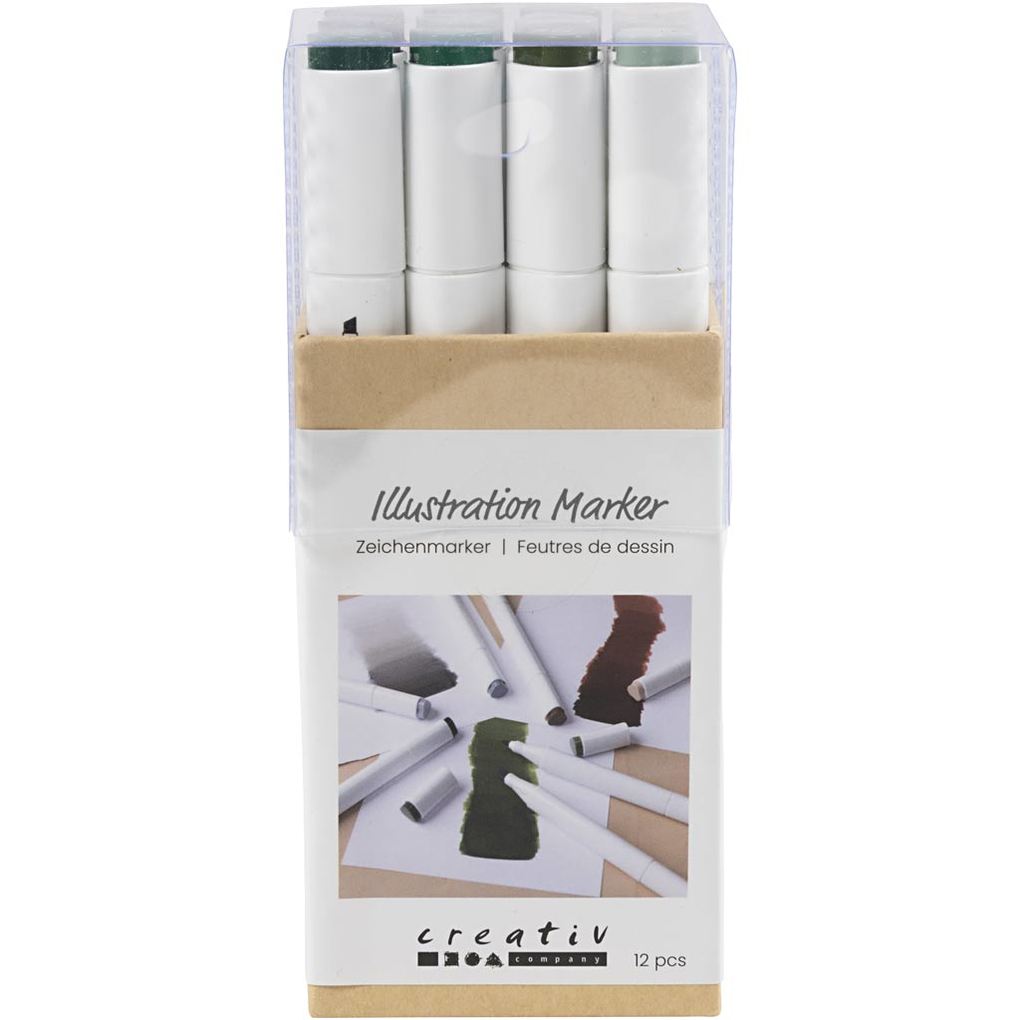 Creativ Company Zeichenmarker Strichstärke 1+8 mm Naturfarben 12 Stk