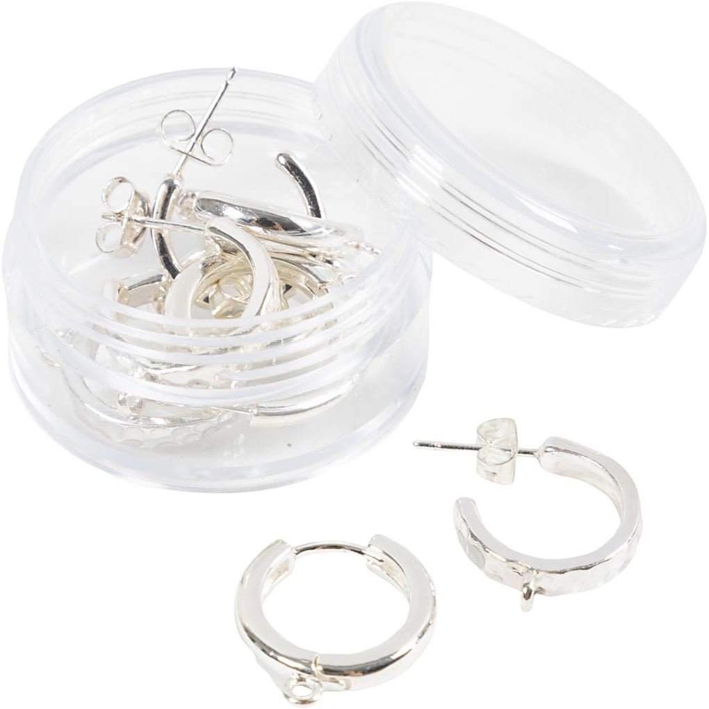 Creativ Company Creolen-Ohrringe D 15 mm Dicke 3 mm versilbert 2x2 Paar