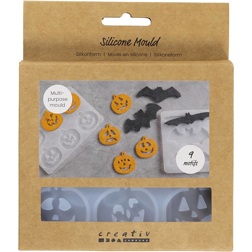 Creativ Company Silikonform Fledermäuse und Kürbisse H 03+05 cm B 3+8 cm Matt transparent