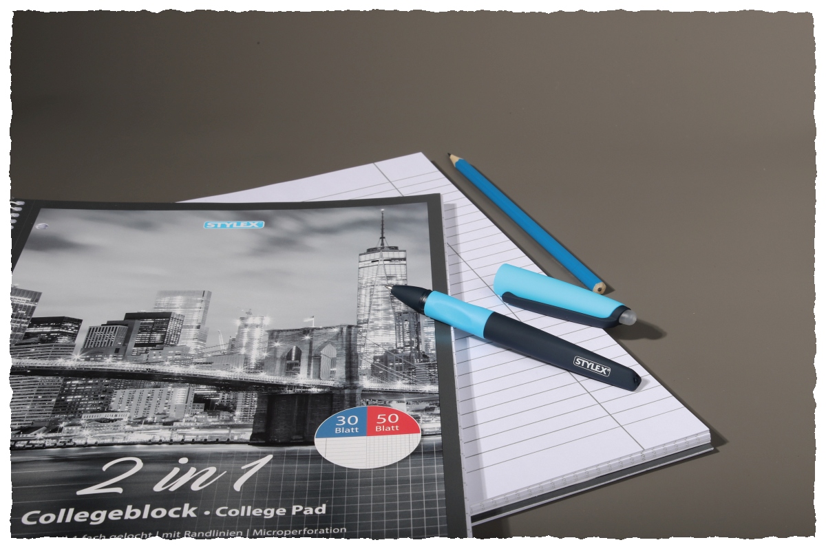 Stylex Collegeblock Duo DIN A4 30 Blatt liniert 50 Blatt kariert