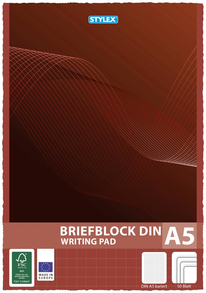 Stylex Briefblock DIN A5 50 Blatt kariert
