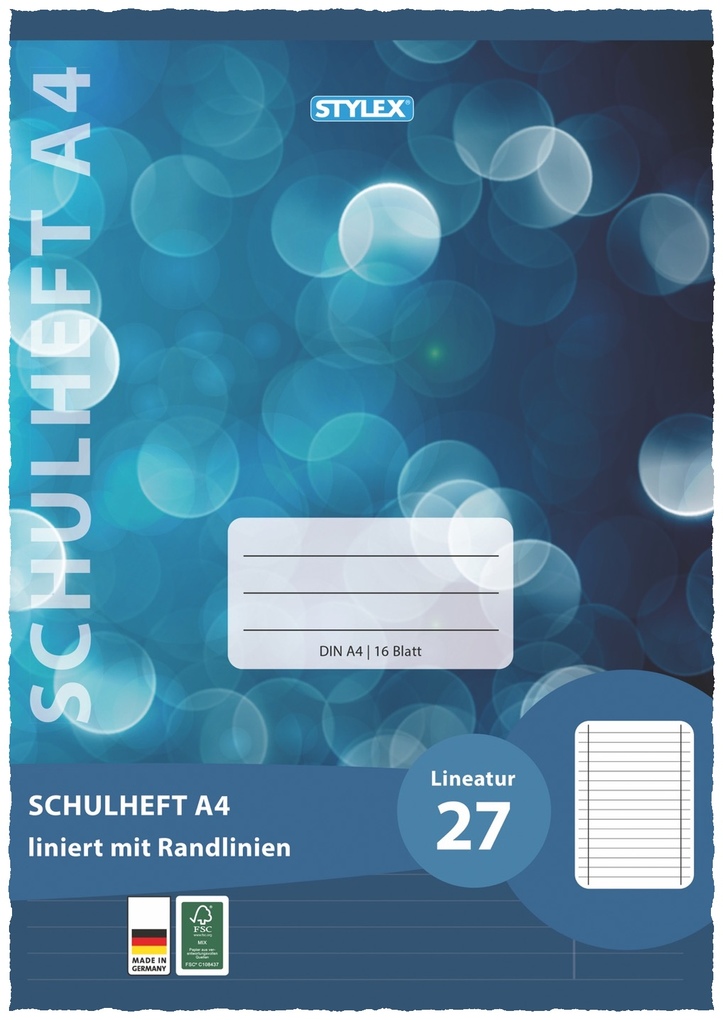 Stylex Schulheft Lineatur 27 DIN A4 16 Blatt