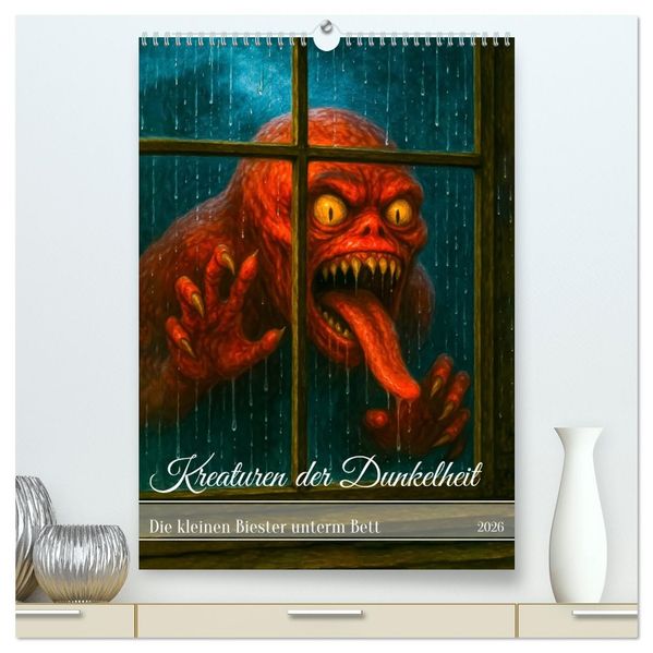 Kreaturen der Dunkelheit - Die kleinen Biester unterm Bett (hochwertiger Premium Wandkalender 2026 DIN A2 hoch) Kunstdruck in Hochglanz