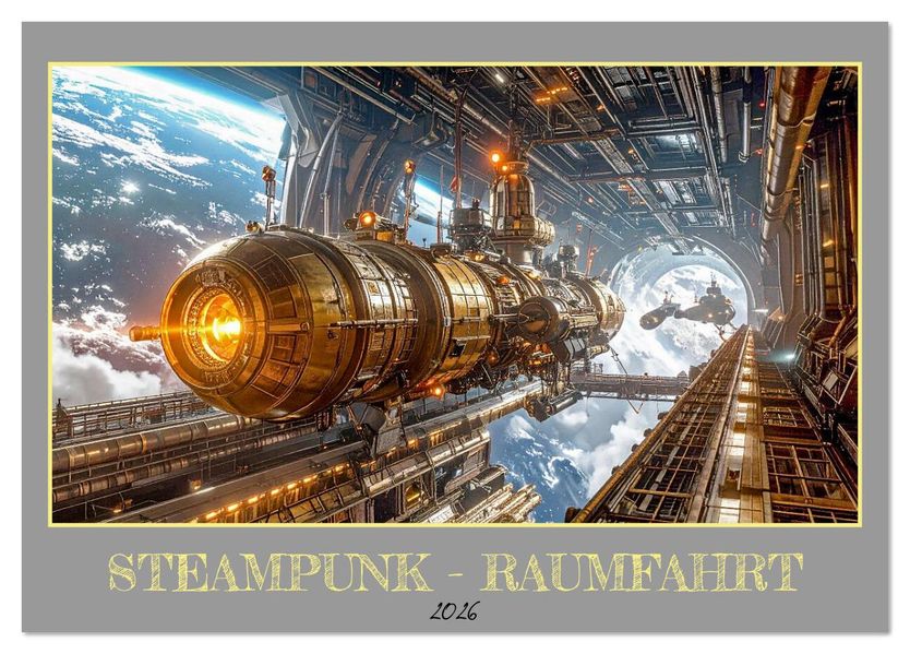 Steampunk-Raumfahrt (Tischkalender 2026 DIN A5 quer) CALVENDO Monatskalender