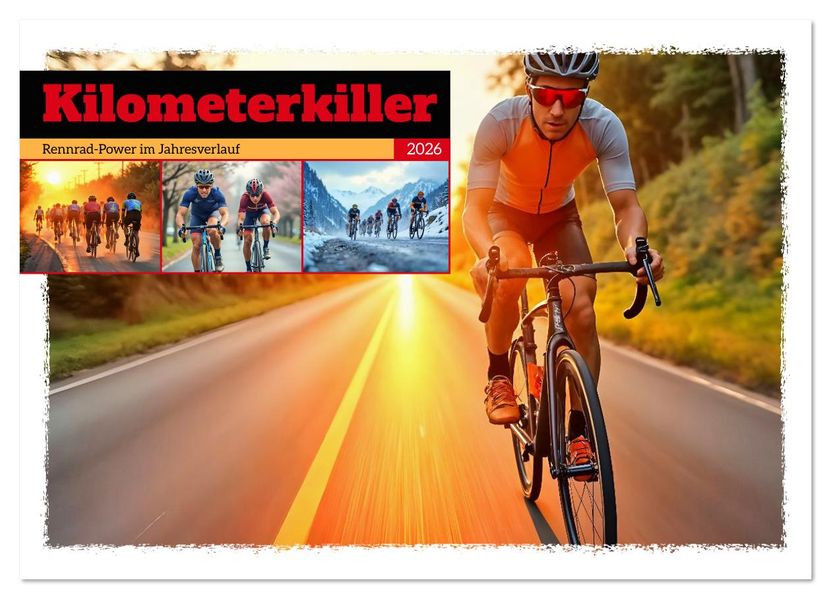 Kilometerkiller - Rennrad-Power im Jahresverlauf (Wandkalender 2026 DIN A3 quer) CALVENDO Monatskalender