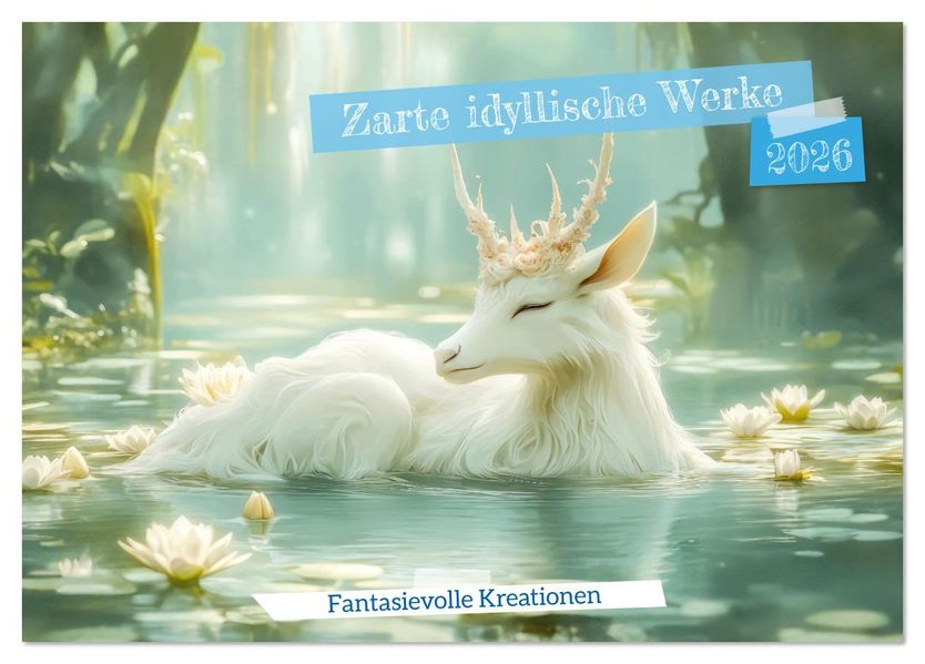 Zarte idyllische Werke - Fantasievolle Kreationen (Tischkalender 2026 DIN A5 quer) CALVENDO Monatskalender