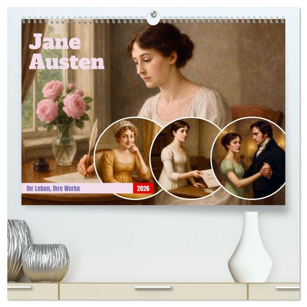 Jane Austen (hochwertiger Premium Wandkalender 2026 DIN A2 quer) Kunstdruck in Hochglanz