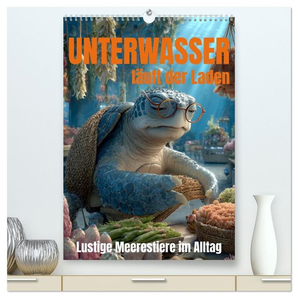 UNTERWASSER läuft der Laden - lustige Meerestiere im Alltag (hochwertiger Premium Wandkalender 2026 DIN A2 hoch) Kunstdruck in Hochglanz