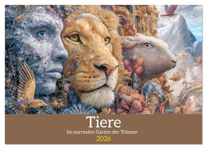 Tiere - Im surrealen Garten der Träume (Wandkalender 2026 DIN A4 quer) CALVENDO Monatskalender