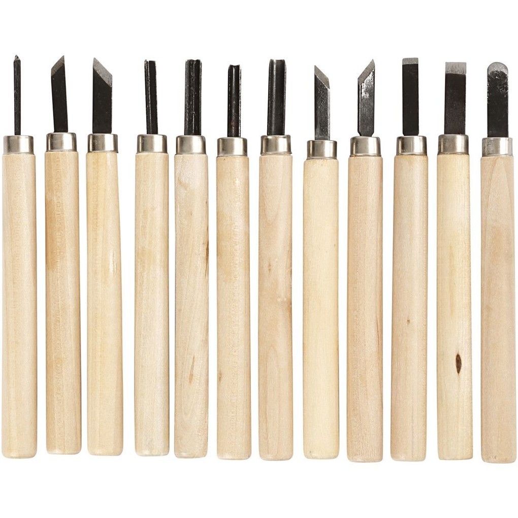 Creativ Company Schnitzwerkzeuge mit Holzgriff 12er Set