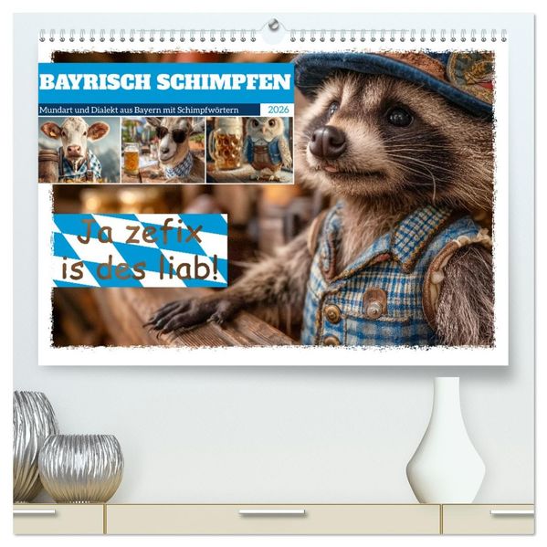 Bayrisch schimpfen - Mundart und Dialekt aus Bayern mit Schimpfwörtern (hochwertiger Premium Wandkalender 2026 DIN A2 quer) Kunstdruck in Hochglanz